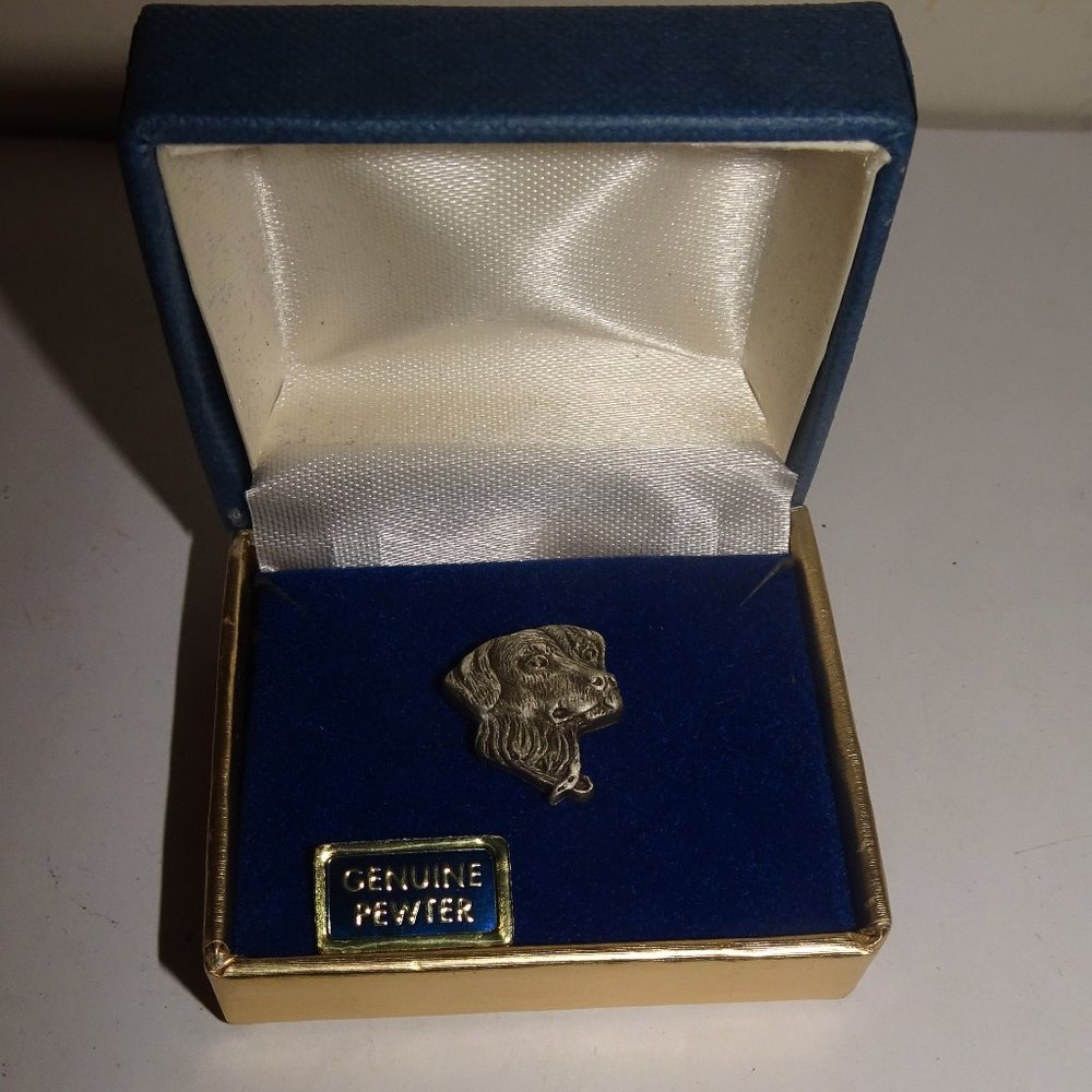 Vtg. Fort Genuine Pewter Dog Lapel Tac Pin